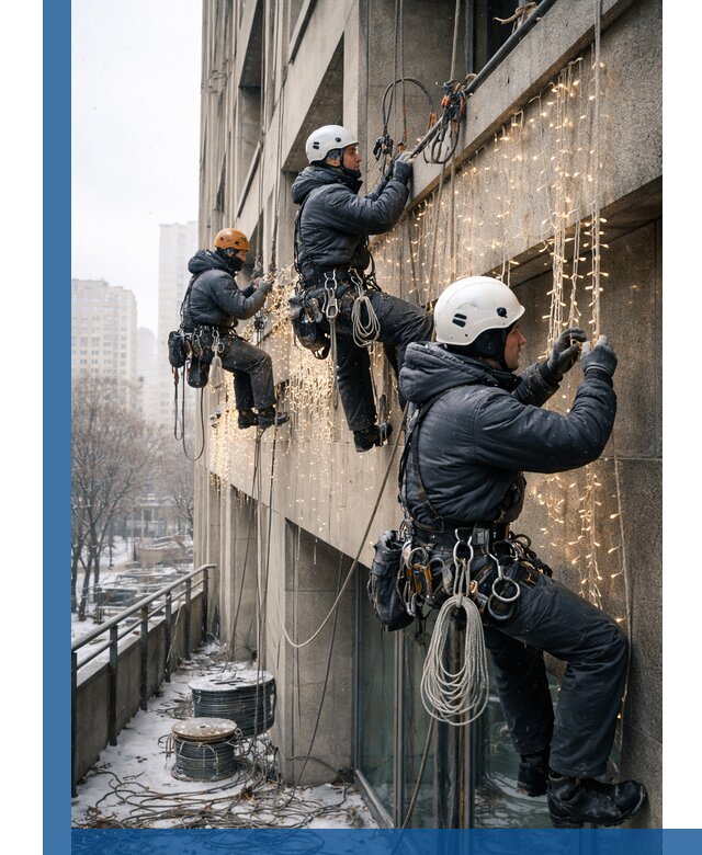 Монтаж новогодней иллюминации и украшение фасадов в Чапаевске