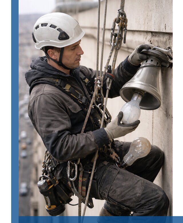 Замена ламп на высоте в Чапаевске профессионально и быстро