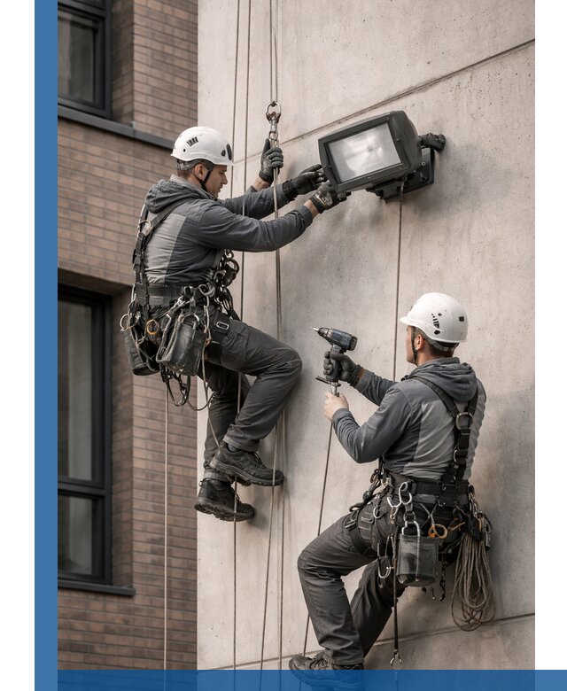 Профессиональный монтаж фасадных прожекторов в Чапаевске под ключ