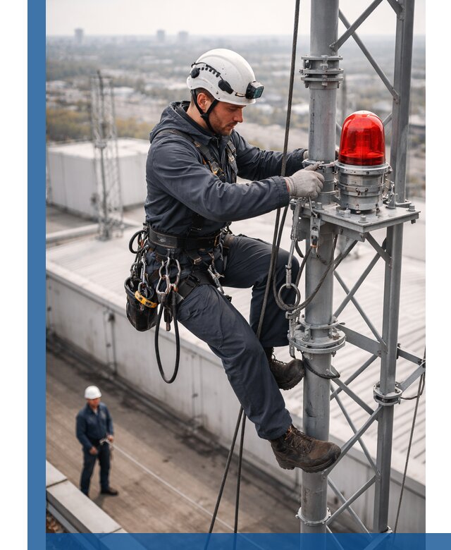 Монтаж заградительных огней и обслуживание объектов в Чапаевске