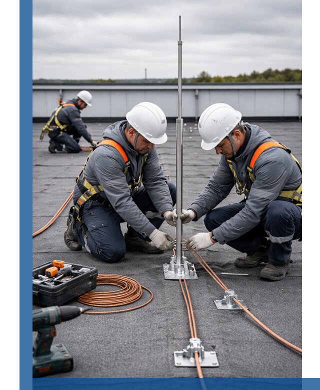 Монтаж молниезащиты на кровле в Чапаевске под ключ с гарантией