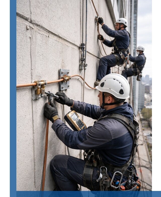 Монтаж системы заземления здания и молниезащиты в Чапаевске