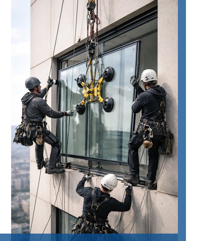 Монтаж стеклопакетов на высоте в Чапаевске от 3269 р. | ВЫСОТНИК-Чпв