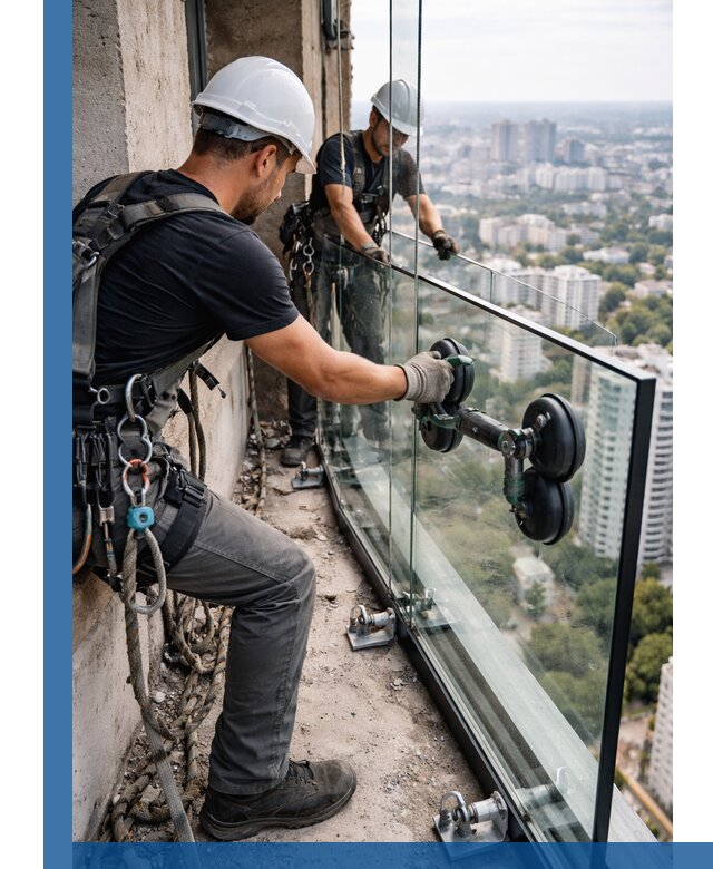 Монтаж стеклянных ограждений под ключ с гарантией в Чапаевске