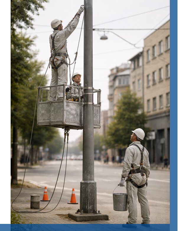 Покраска опор освещения в Чапаевске от 5108 р. | ВЫСОТНИК-Чпв