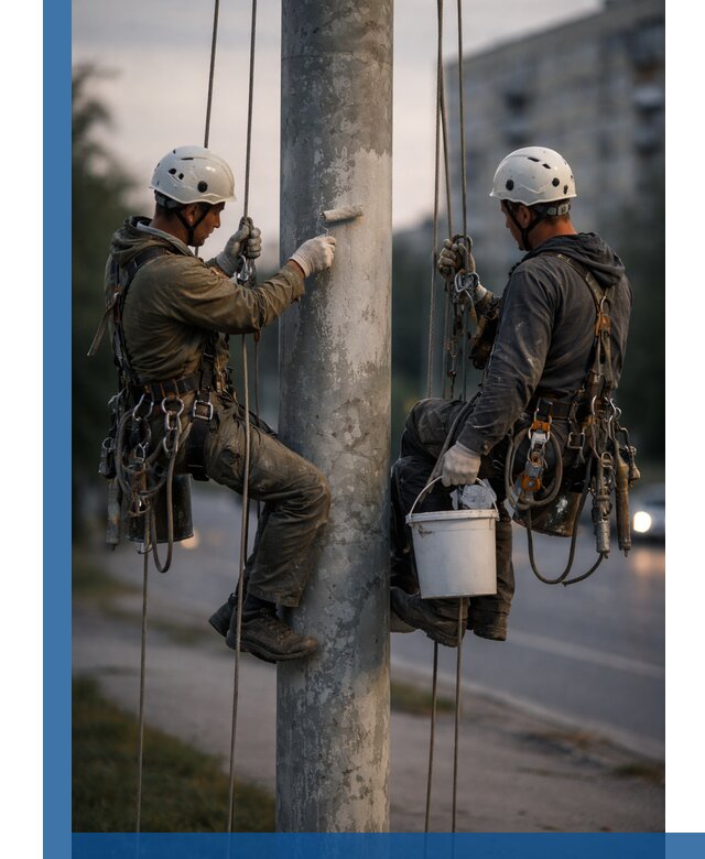 Покраска опор освещения и антикоррозийная защита в Чапаевске