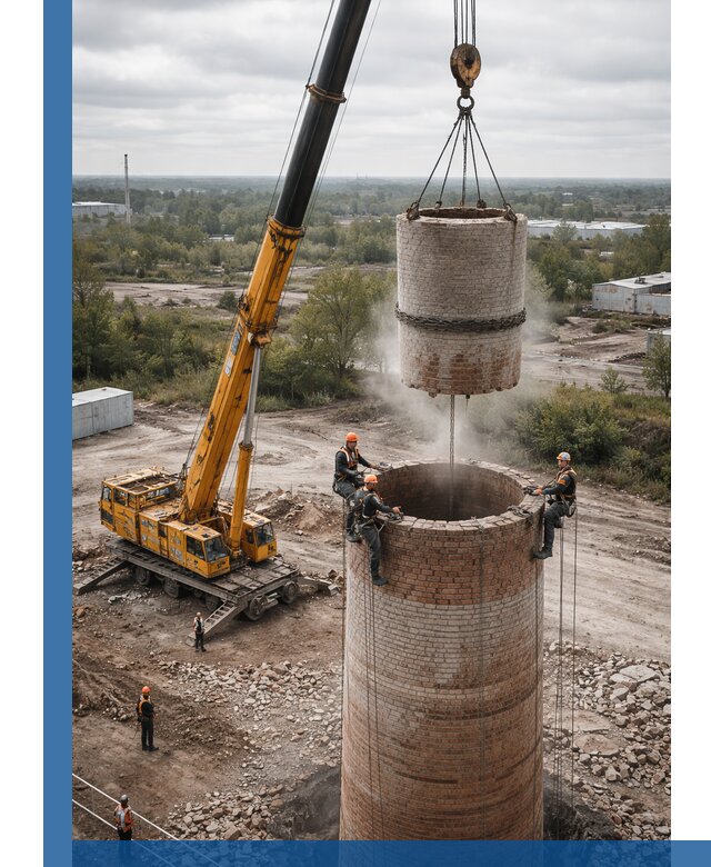 Демонтаж дымовой трубы в Чапаевске с гарантиями безопасности