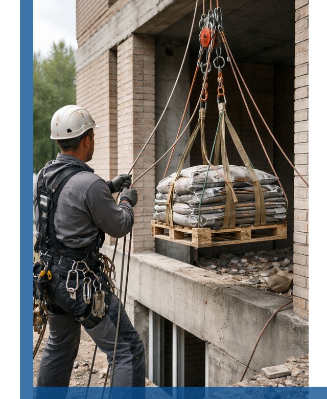 Подъем материалов на этаж веревками в Чапаевске оперативно