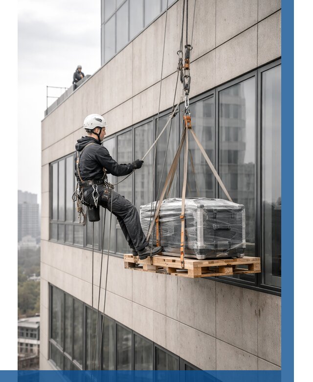 Спуск груза по фасаду в Чапаевске от 3575 р. | ВЫСОТНИК-Чпв