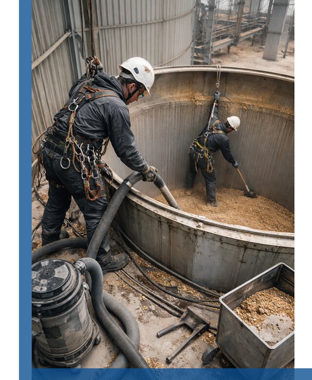 Профессиональная чистка зерновых бункеров в Чапаевске с выездом