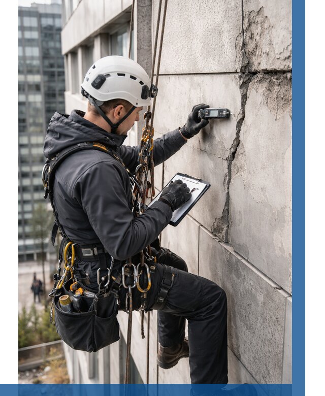 Обследование фасада альпинистами в Чапаевске от 123 р. | ВЫСОТНИК-Чпв