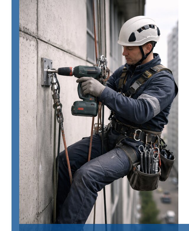 Установка анкерных точек для высотных работ в Чапаевске