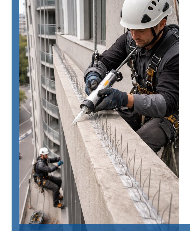 Установка шипов от птиц на фасадах и кровлях в Чапаевске